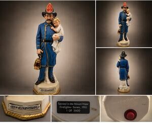 VTG 1981 Mount Hope Firefighter Decanter Japan Ltd 1/3600 Ceramic Empty Bottle